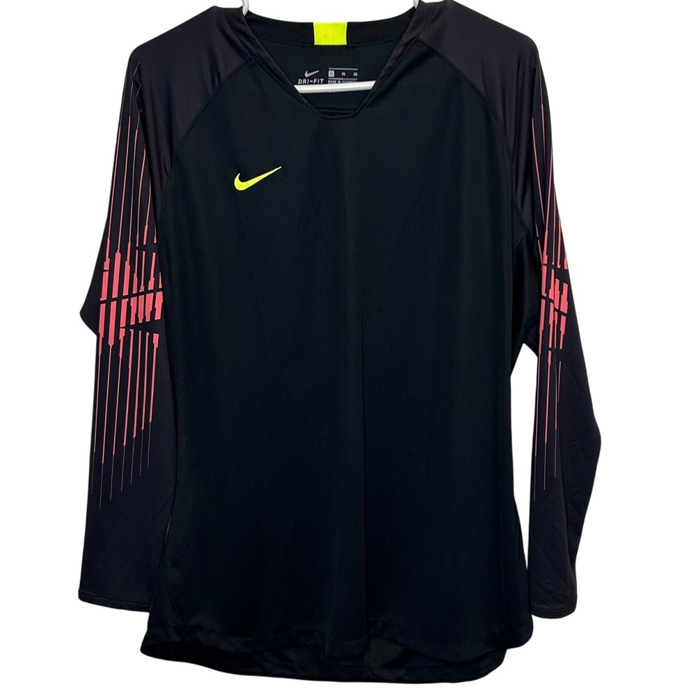 Nike Dri-FIT Long Sleeve Soccer Jersey Black Neon Yellow Accents Women's XL - Picture 2 of 5